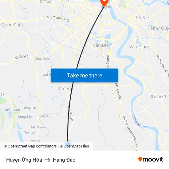 Huyện Ứng Hòa to Hàng Đào map