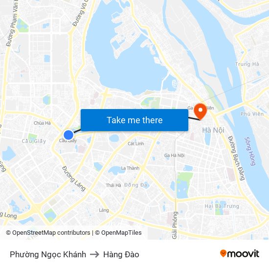 Phường Ngọc Khánh to Hàng Đào map