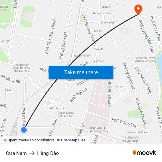 Cửa Nam to Hàng Đào map