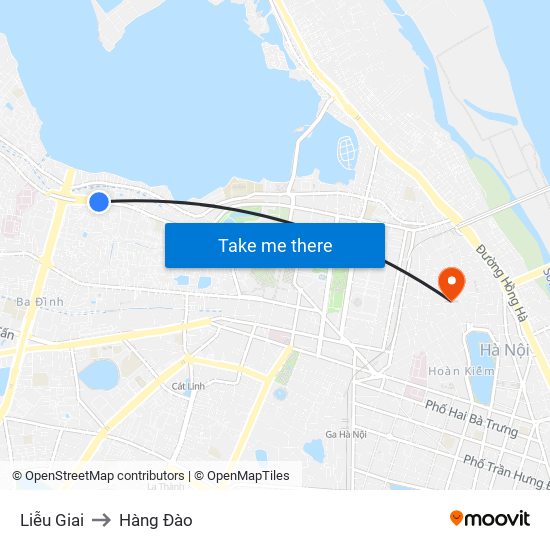 Liễu Giai to Hàng Đào map