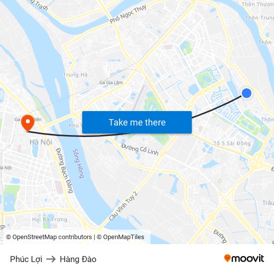 Phúc Lợi to Hàng Đào map