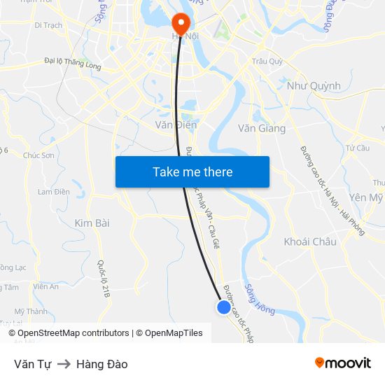 Văn Tự to Hàng Đào map