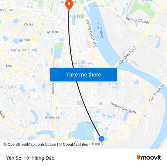 Yên Sở to Hàng Đào map