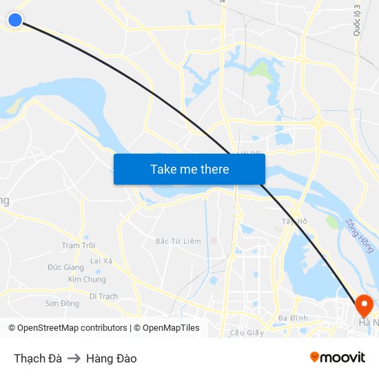 Thạch Đà to Hàng Đào map