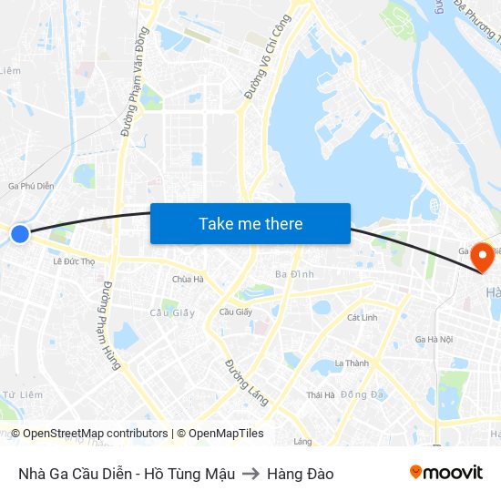 Nhà Ga Cầu Diễn - Hồ Tùng Mậu to Hàng Đào map