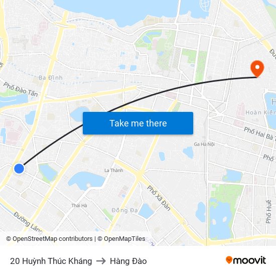 20 Huỳnh Thúc Kháng to Hàng Đào map
