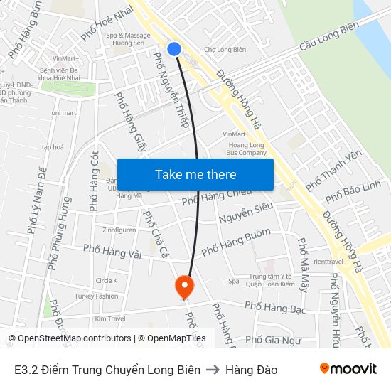 E3.2 Điểm Trung Chuyển Long Biên to Hàng Đào map