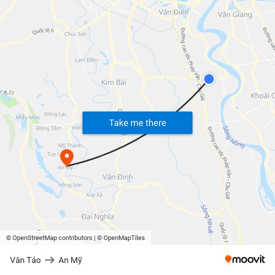 Vân Tảo to An Mỹ map