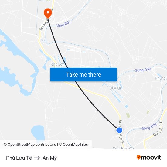 Phù Lưu Tế to An Mỹ map