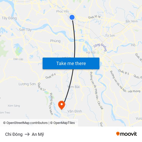 Chi Đông to An Mỹ map