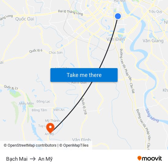 Bạch Mai to An Mỹ map