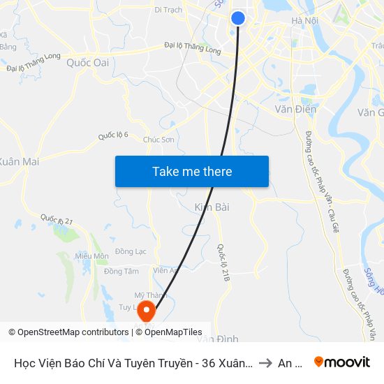 Học Viện Báo Chí Và Tuyên Truyền - 36 Xuân Thủy to An Mỹ map