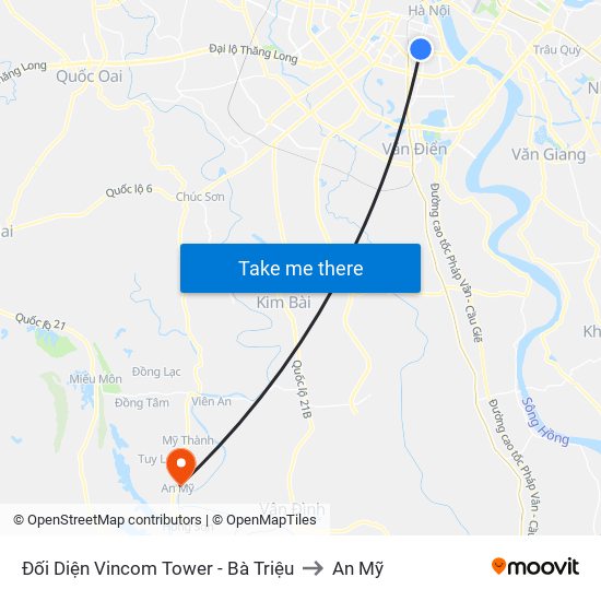 Đối Diện Vincom Tower - Bà Triệu to An Mỹ map