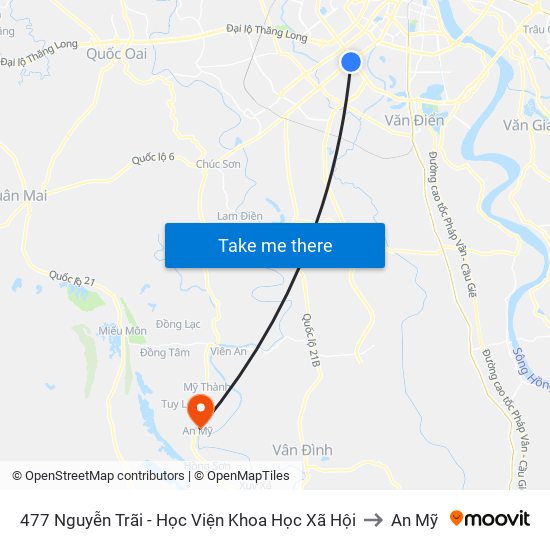 477 Nguyễn Trãi - Học Viện Khoa Học Xã Hội to An Mỹ map