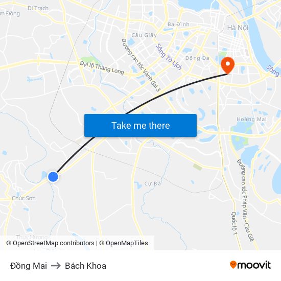 Đồng Mai to Bách Khoa map