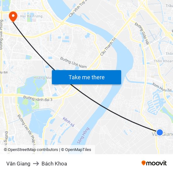 Văn Giang to Bách Khoa map