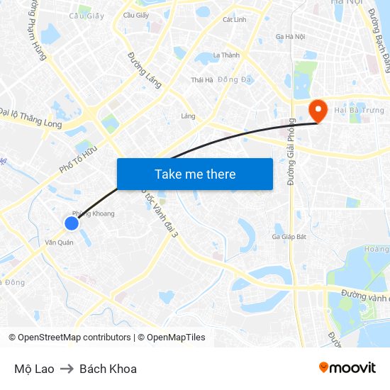 Mộ Lao to Bách Khoa map