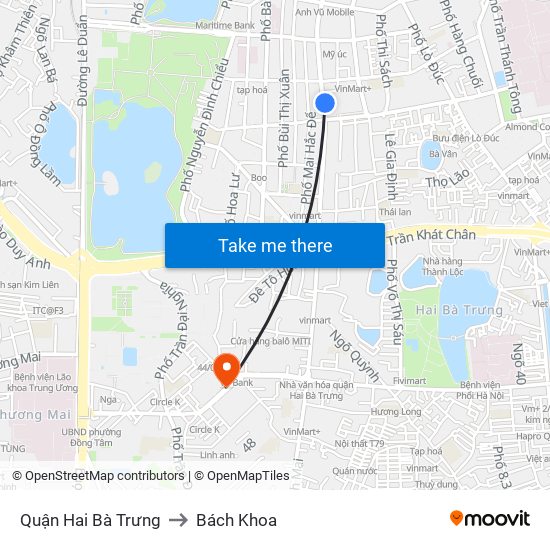 Quận Hai Bà Trưng to Bách Khoa map