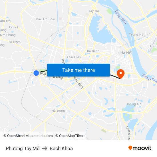 Phường Tây Mỗ to Bách Khoa map