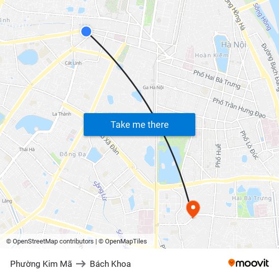 Phường Kim Mã to Bách Khoa map