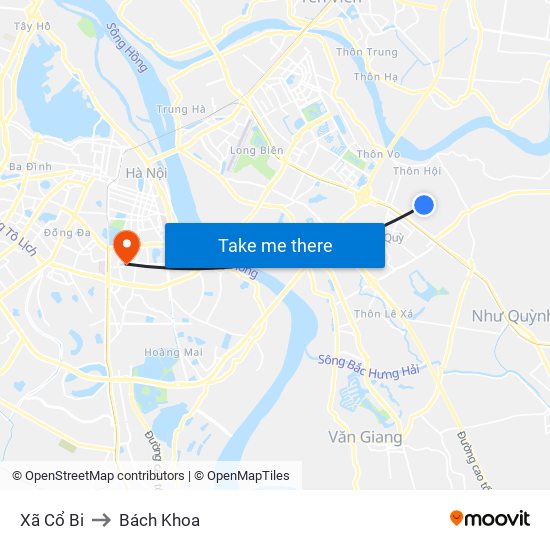 Xã Cổ Bi to Bách Khoa map