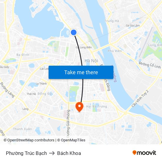 Phường Trúc Bạch to Bách Khoa map