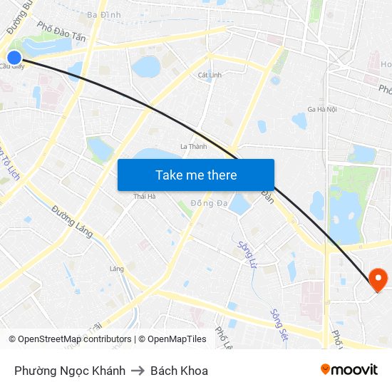 Phường Ngọc Khánh to Bách Khoa map