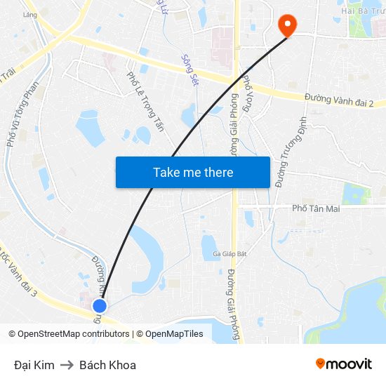 Đại Kim to Bách Khoa map