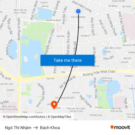 Ngô Thì Nhậm to Bách Khoa map