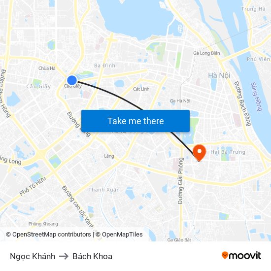 Ngọc Khánh to Bách Khoa map