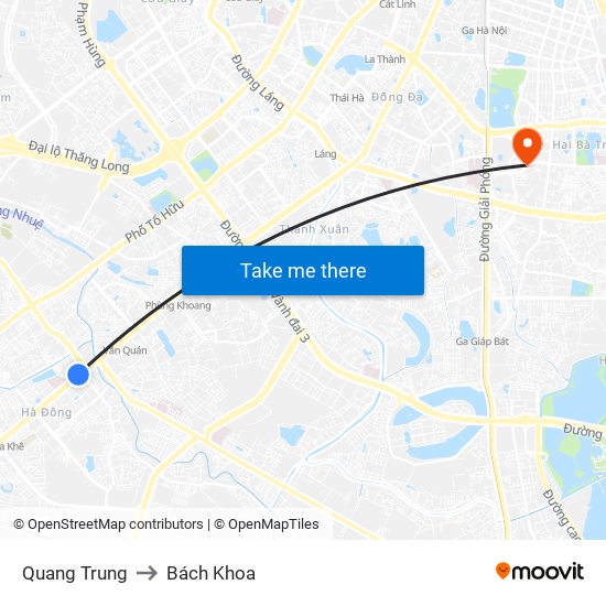Quang Trung to Bách Khoa map