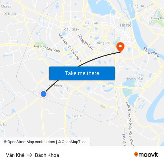 Văn Khê to Bách Khoa map