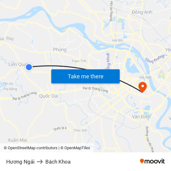 Hương Ngải to Bách Khoa map