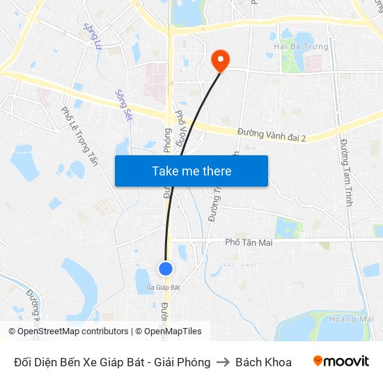 Đối Diện Bến Xe Giáp Bát - Giải Phóng to Bách Khoa map