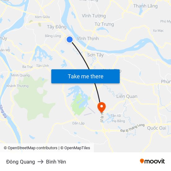 Đông Quang to Bình Yên map