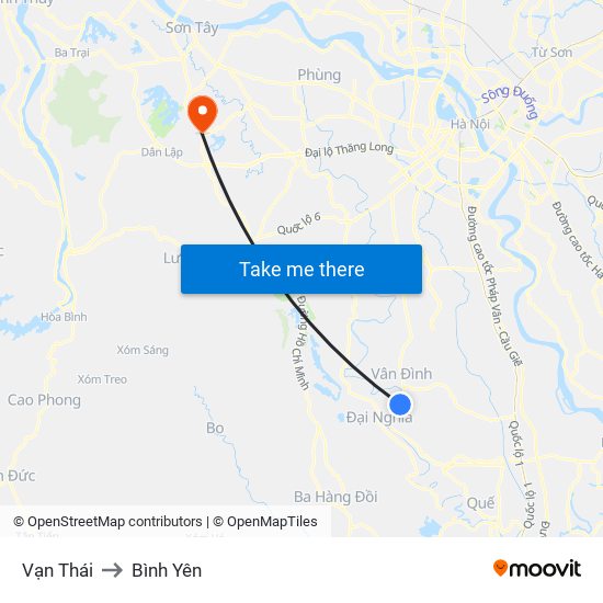 Vạn Thái to Bình Yên map