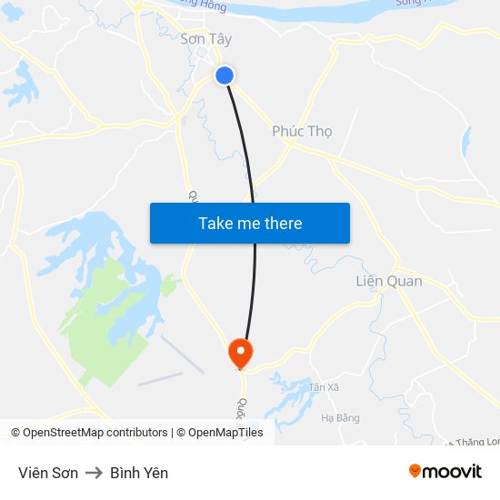 Viên Sơn to Bình Yên map