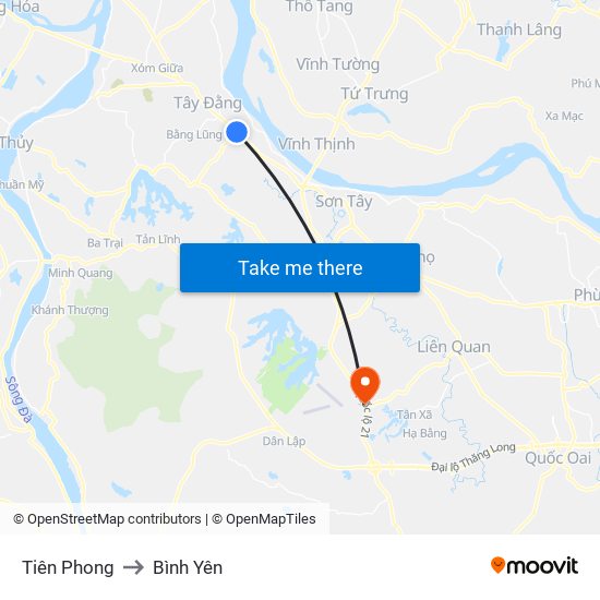 Tiên Phong to Bình Yên map