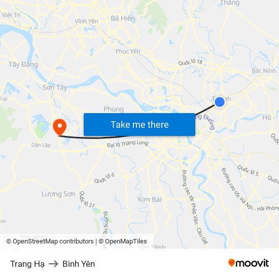 Trang Hạ to Bình Yên map