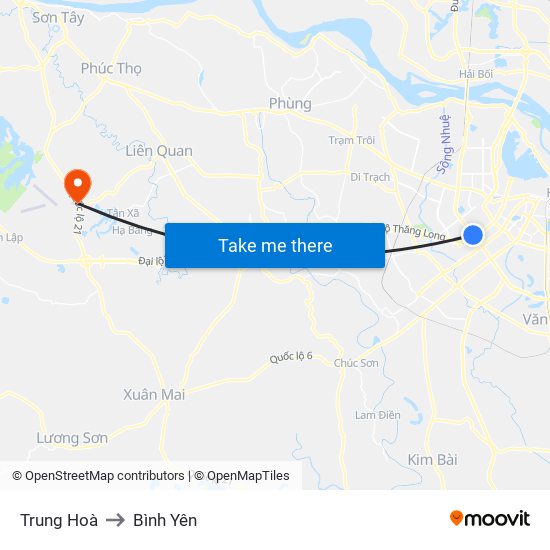 Trung Hoà to Bình Yên map