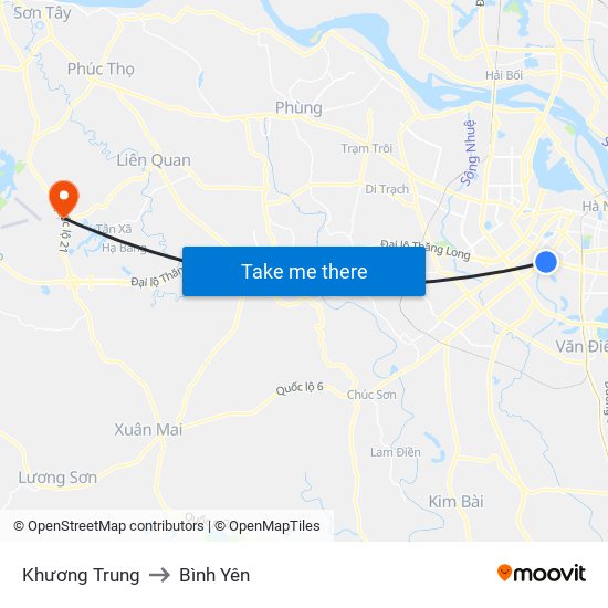 Khương Trung to Bình Yên map