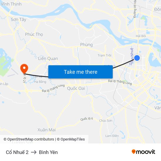 Cổ Nhuế 2 to Bình Yên map