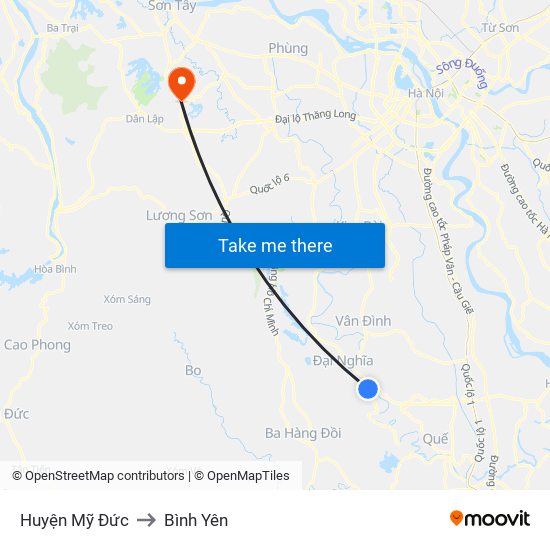 Huyện Mỹ Đức to Bình Yên map