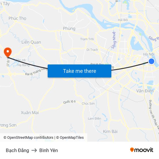 Bạch Đằng to Bình Yên map