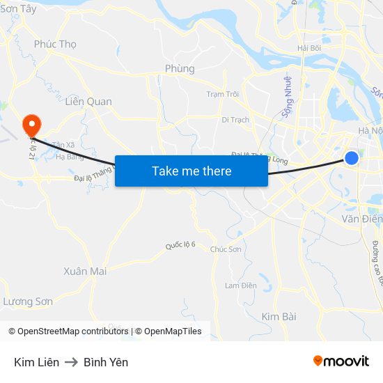 Kim Liên to Bình Yên map
