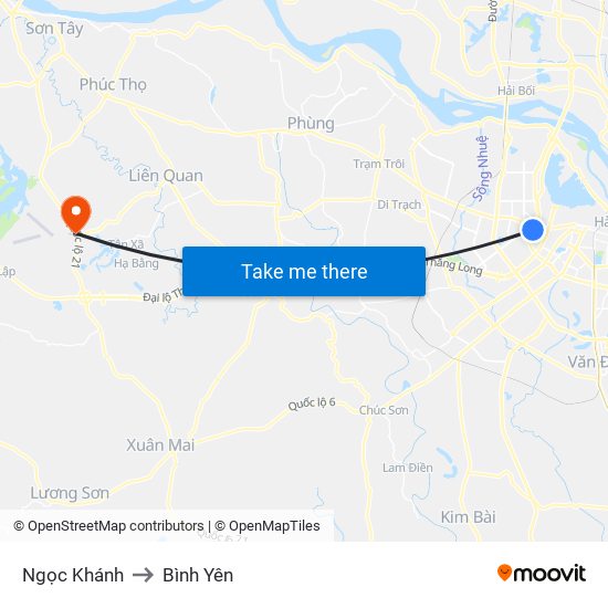 Ngọc Khánh to Bình Yên map