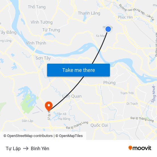 Tự Lập to Bình Yên map