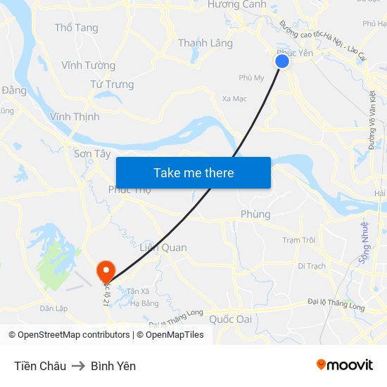 Tiền Châu to Bình Yên map