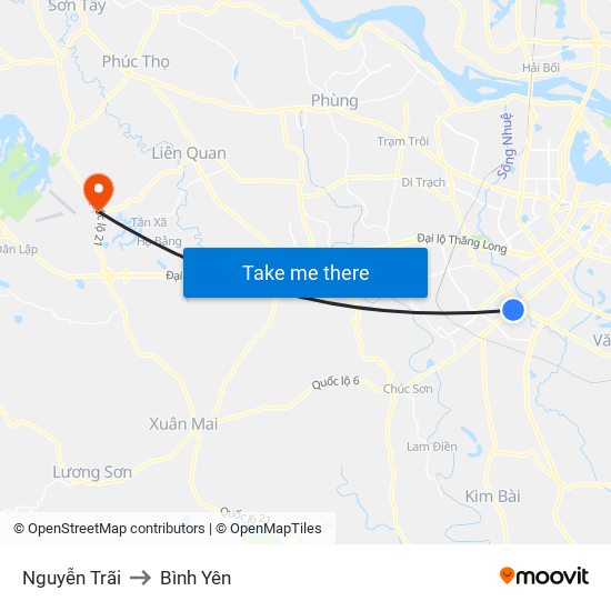 Nguyễn Trãi to Bình Yên map