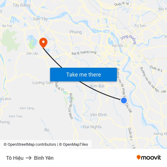 Tô Hiệu to Bình Yên map